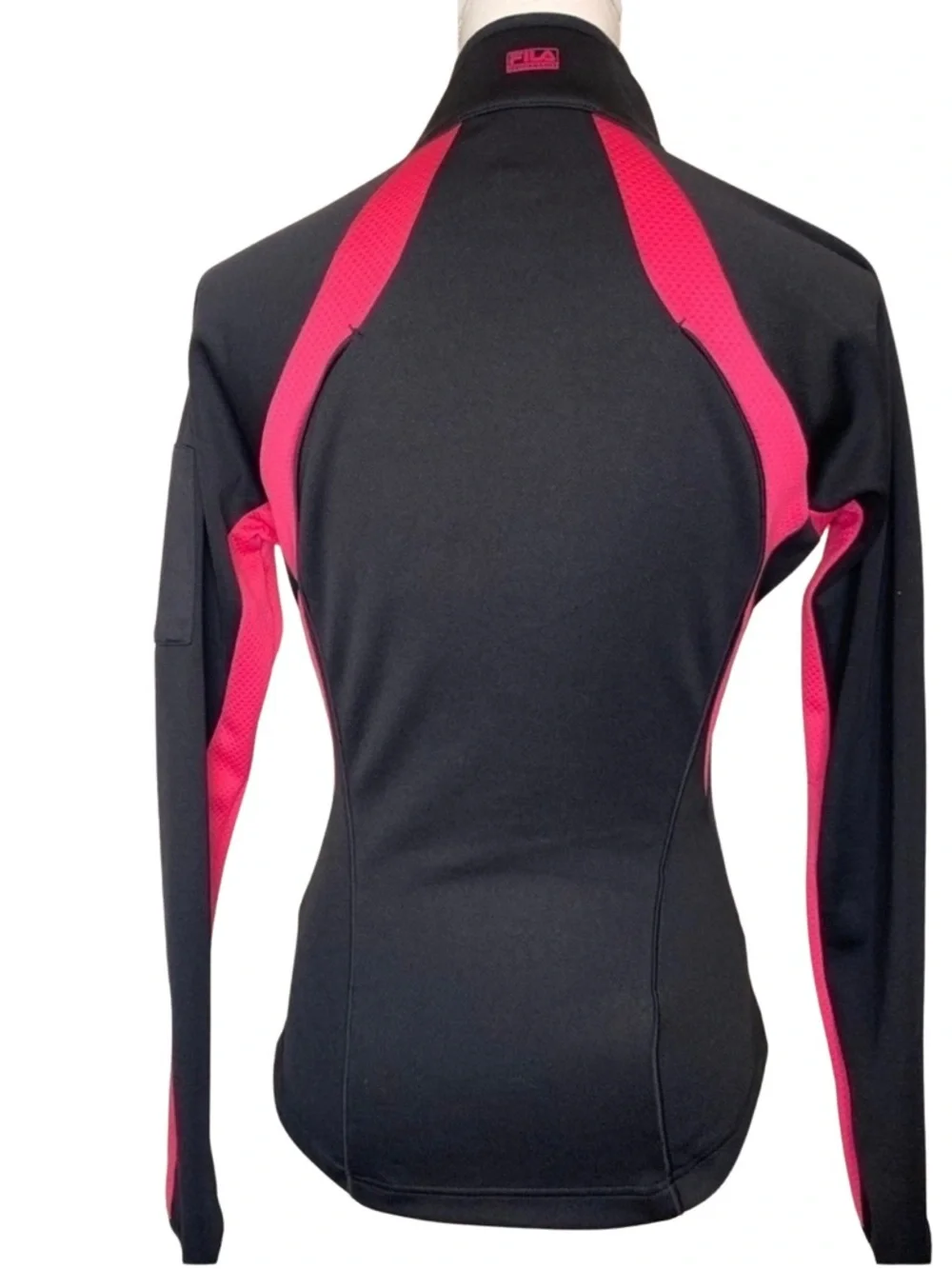Vintage Fila Women Athletic Zip Up Long Sleeve Track Jacket Size‎ XS Black/Pink